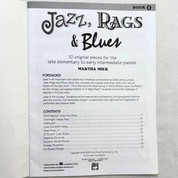 Jazz Rags and Blues Piano Book 1 Martha Mier Alfred Music Late Elementary - Picture 4 of 10